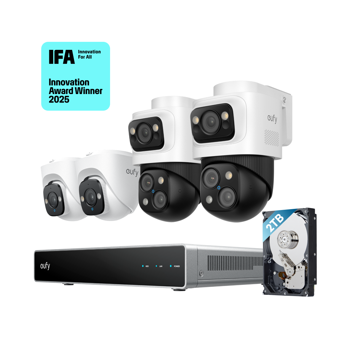 eufy NVR Security System S4 (8 Channels NVR with 2 PoE Bullet-PTZ Cam and 2 PoE Turret Cam)
